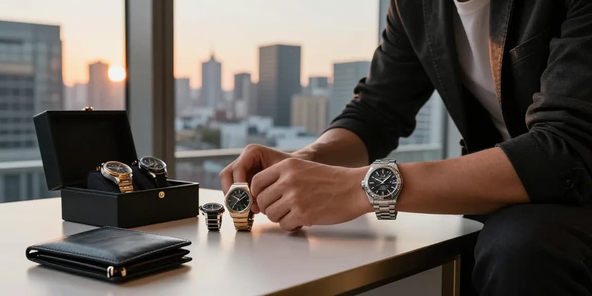 Browse exquisite replica watches in a stylish urban setting.
